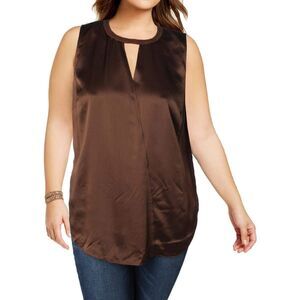 Womens New Ralph Lauren NWT 22 W 22W Silk Suede Dark Chocolate Brown Blouse Key